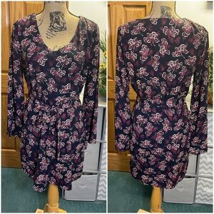 Pink Owl Floral Long Sleeve Dress - Black and Pink